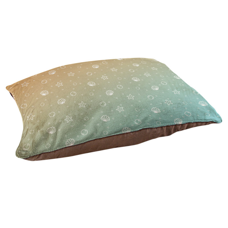 Coussin pour chien intérieur / extérieur Byrge Seashell, Très grand (l 52 po x P 42 po x H 17 po), Sarcelle / orange