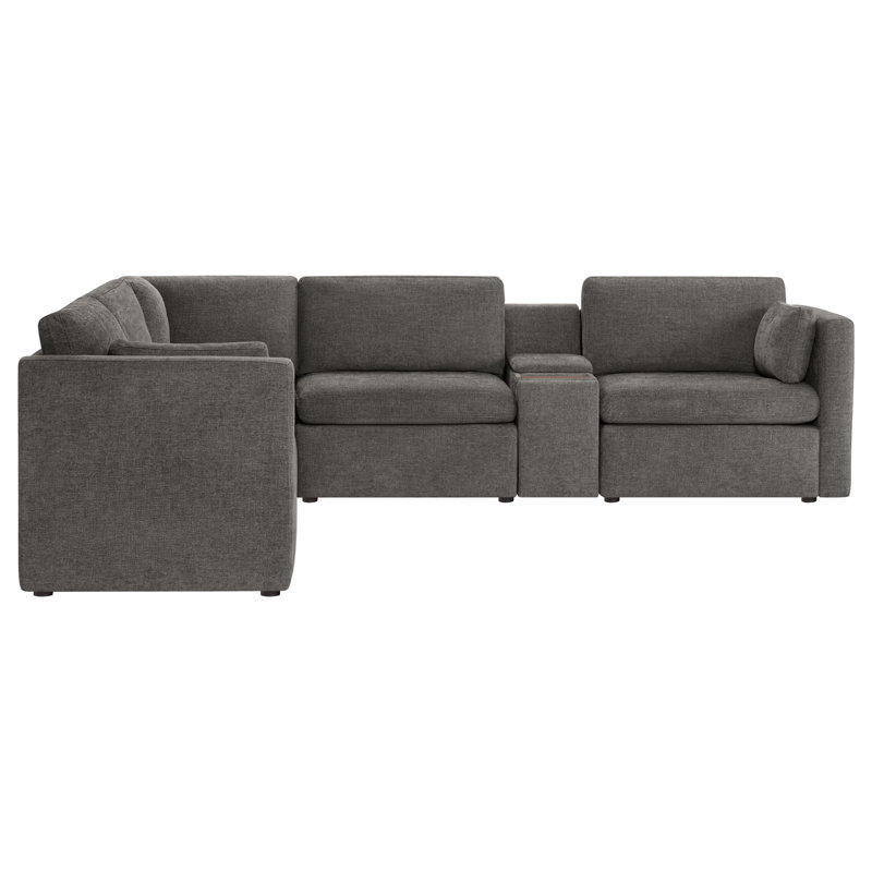 Winfree 5-Piece Modular Sectional with Plastic Leg, Fossil Gray Polyester