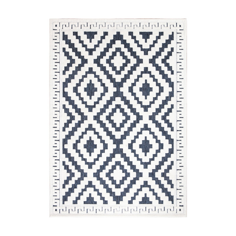 Avon Rug Blue Cream Large Area Rug, Non Slip Hallway Runner, Soft Carpet Door Mat for Living Room, Bedroom & Kitchen