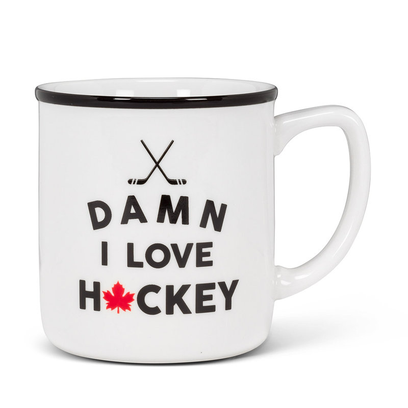 Tasse damn I Love Hockey avec bâtons noirs