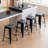 24''H Modern Counter Stool with Metal Frame, Backless Stackable Bar Stool-1483528459