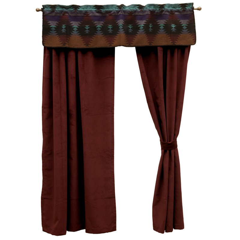 Wooded River Painted Desert III - Drape Set - (2 panels/2 tiebacks), Red