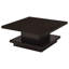 Table basse carrée Cappuccino avec support et tablette durables, parfait pour les salons modernes.