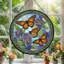 Panneau de vitrail floral papillon H 12 po-4273364