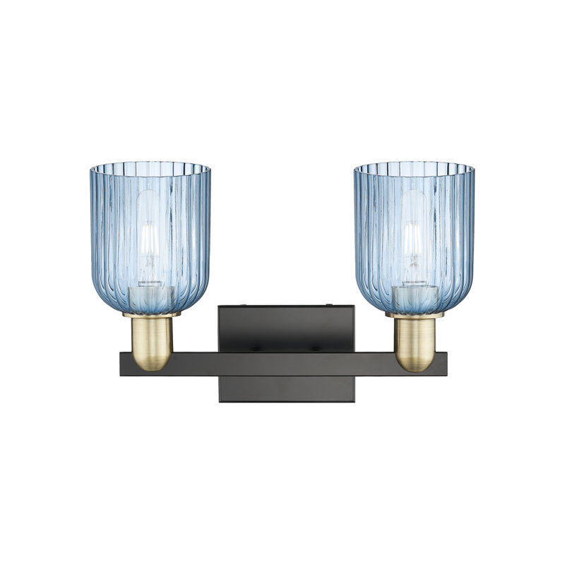 Voile de mariée - noir mat - lumière de meuble-lavabo, Bleu / laiton antique / noir mat