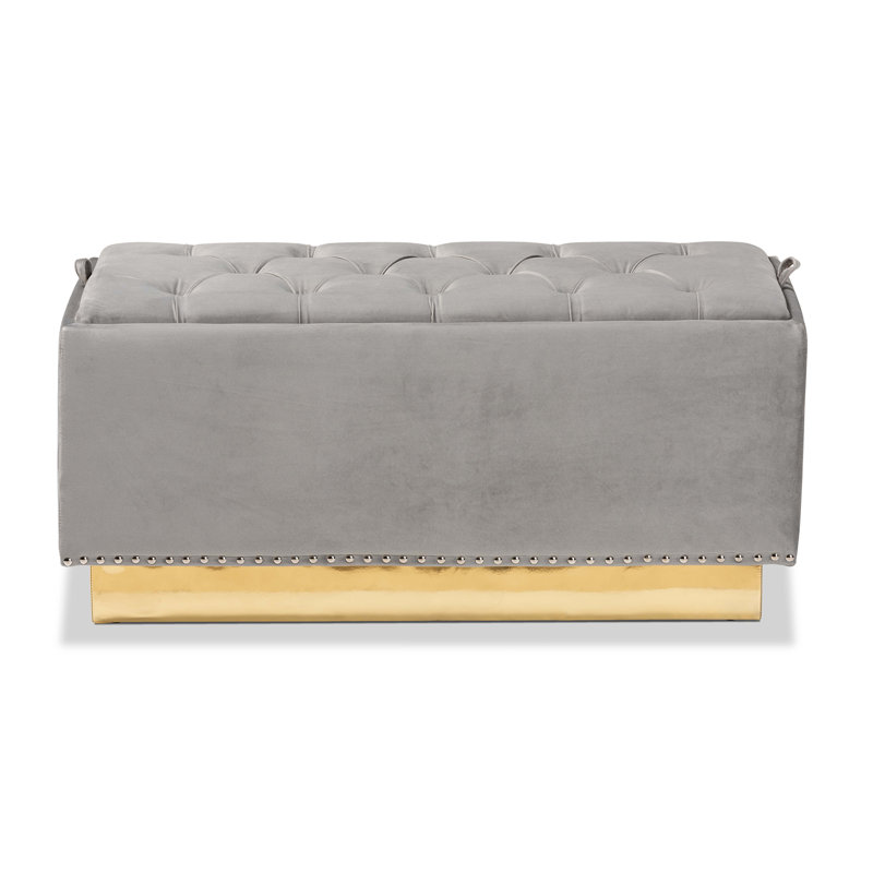 Eldora Velvet Ottoman, Gray Velvet