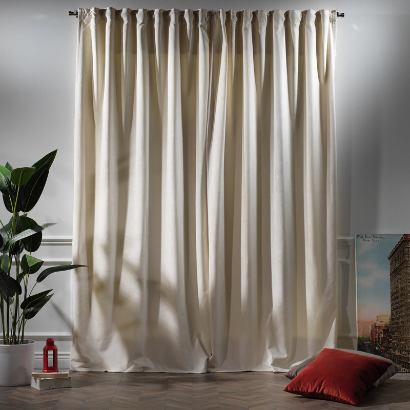 Matte Velvet Extra Wide x Extra Long Custom Made Decorative Double Panel, 52" W x 108" L, 12 Off White