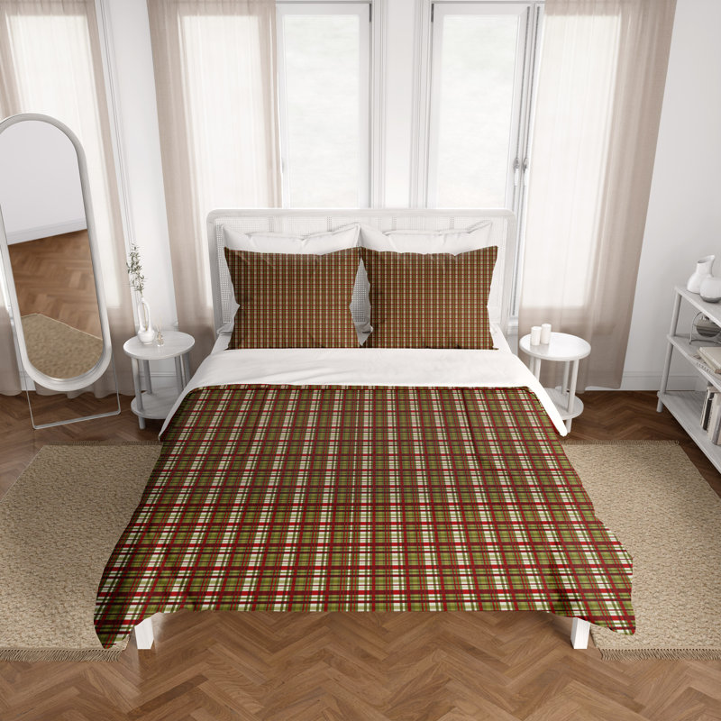 Checkered Duvet Cover, Queen Duvet Cover + 2 Queen Shams