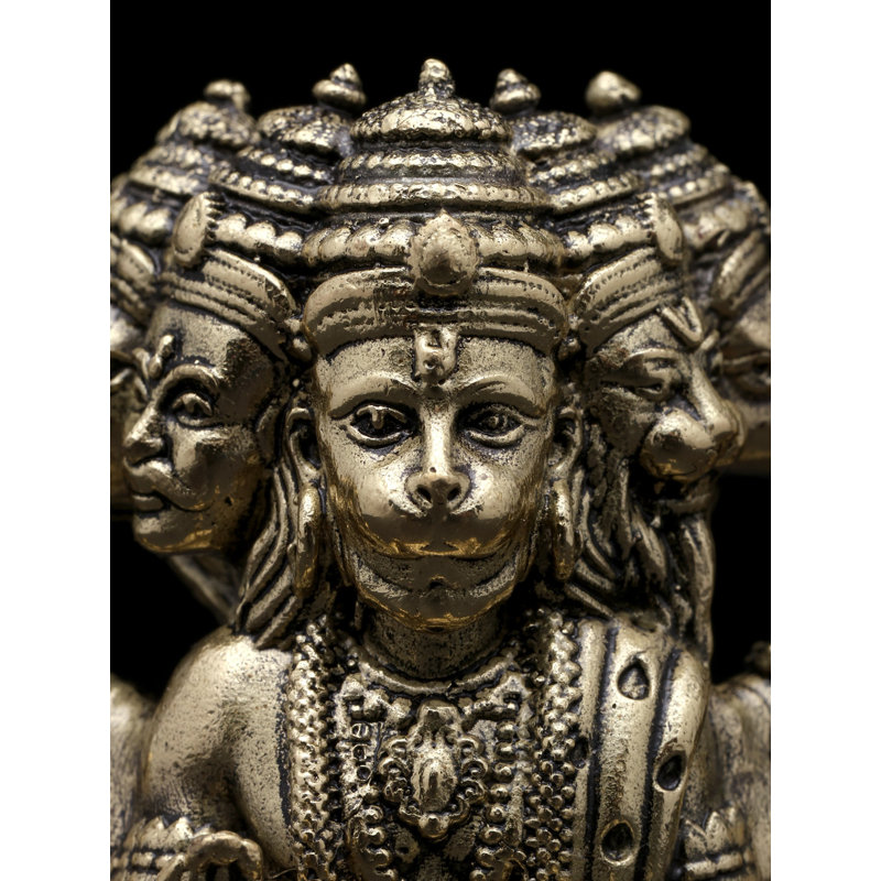 Petite statue en laiton 3 pouces Panchamukhi de Hanuman