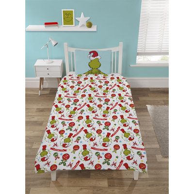 The Grinch That Time Again Polyester No Pattern Duvet Cover Set with Pillowcases Included