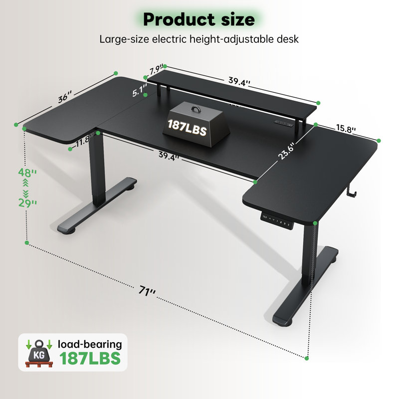 Adjustable Height Standing Desk With Cable Management, Powerful Motor, Monitor Stand,2 Hooks, 5 Power Outlets,3 Memory Controller