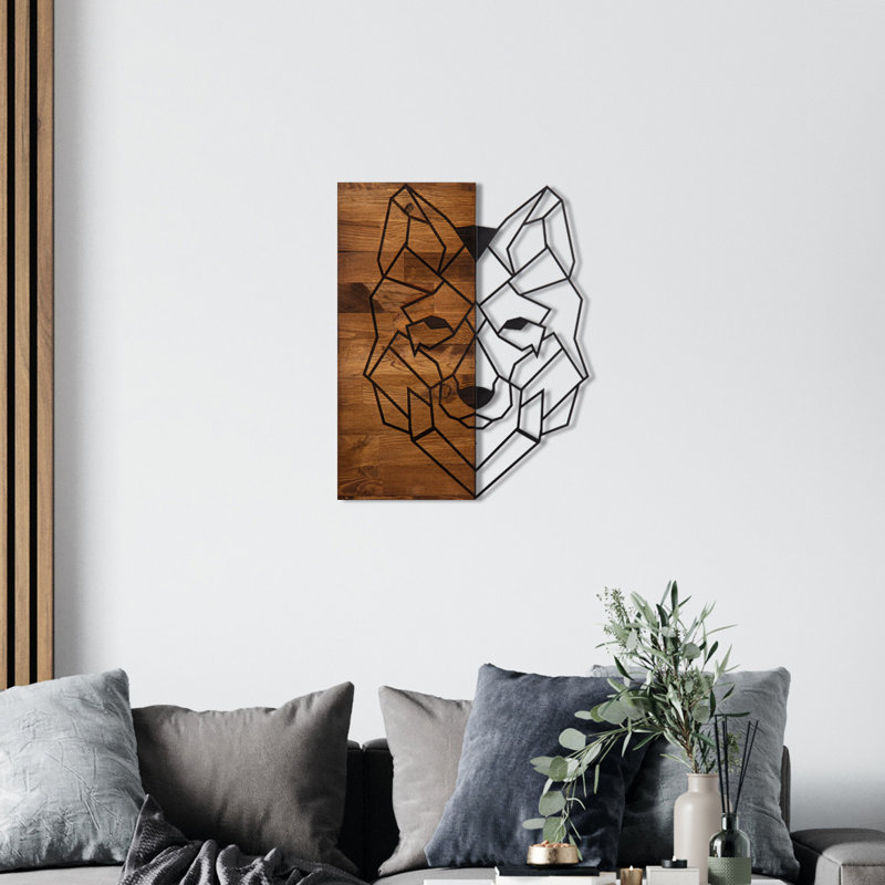 Elegant Wooden Wall Accessory, Black & Walnut Finish, 17.9 x 22.8 inches | Durable 100% Metal Frame (Thickness: 0.05 inches) & 100% Wooden Backing (Thickness: 1.2 inches) | Perfect for Home Decor & Stylish Accents
