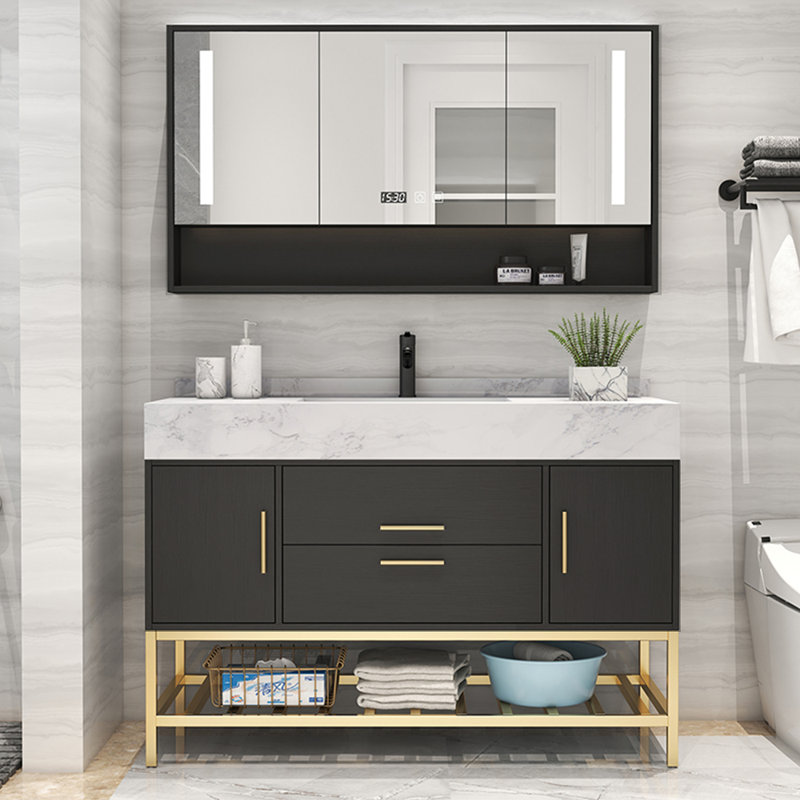 Armoire de salle de bain légère et luxueuse, Noir