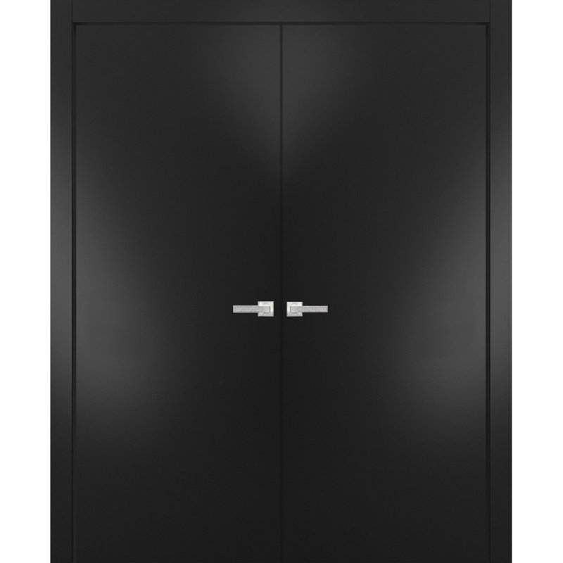 Portes planes noires en bois massif Planum Flush, 48 po x 80 po