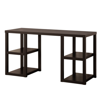 Bureau multimédia Cappuccino Oak, 4 tablettes de rangement, placage de papier, jeu compact