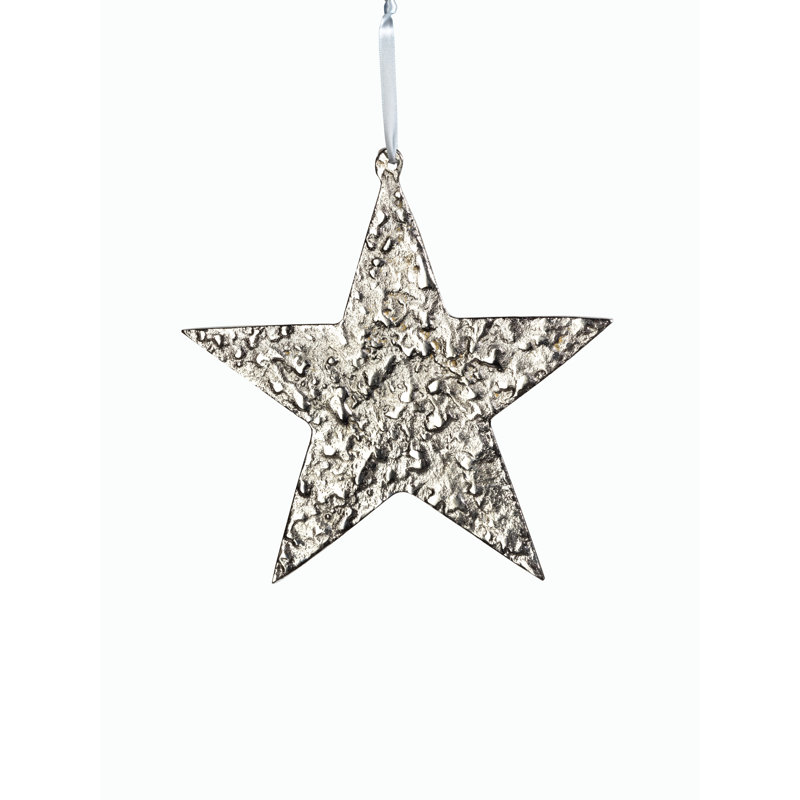 Ornement en forme d'étoile de Noël, H 8 po x l 8 po x P 8,5 po, Argent