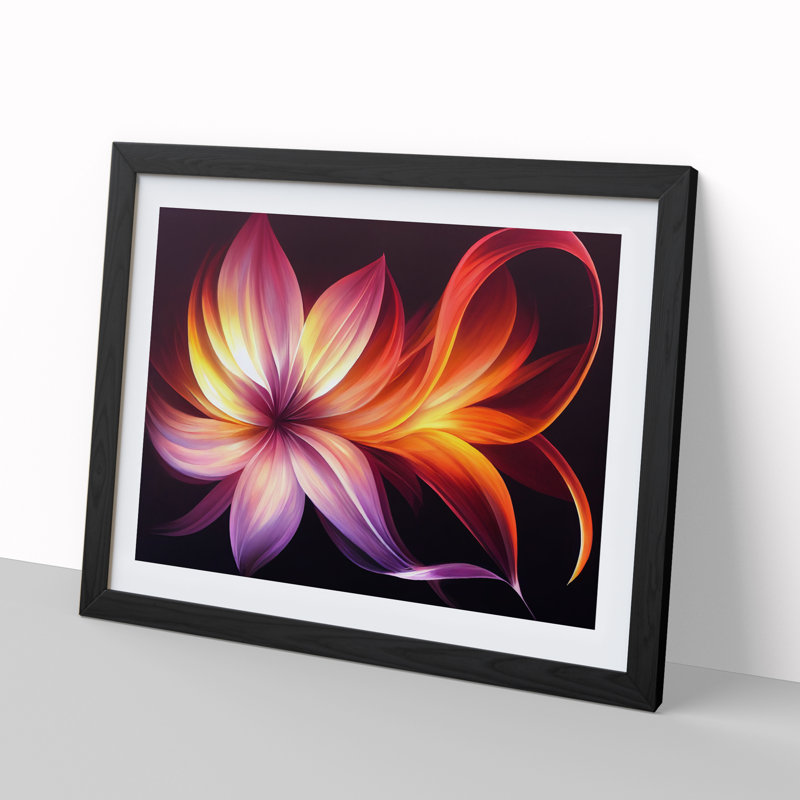 Incredible Modern Flower Abstract - Single Picture Frame Print, Black, 25cm H x 34cm W x 2cm D