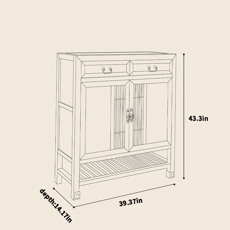 Chinese 20 Pair Solid Wood Shoe Storage Cabinet