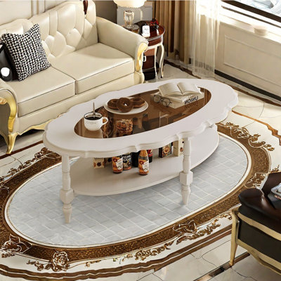 Retro solid wood light luxury coffee table