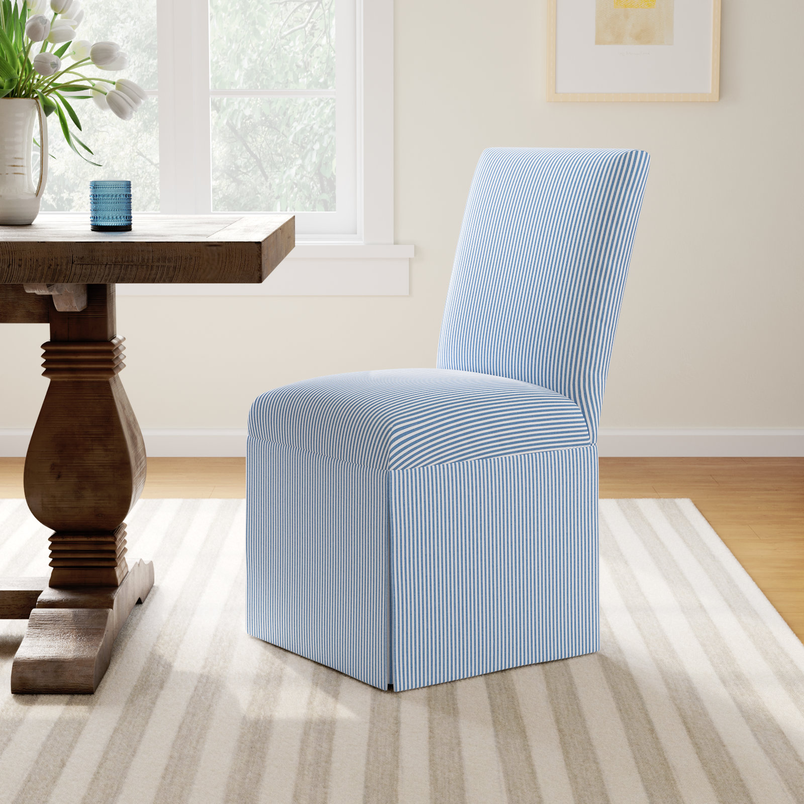 Silvia Parsons Dining Chair, Prep Stripe Blue