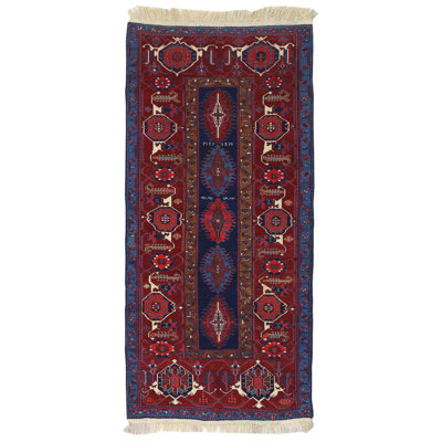 Tapis unique rouge / bleu / rouille 3 pi 10 po x 7 pi 9 po Zeychoir