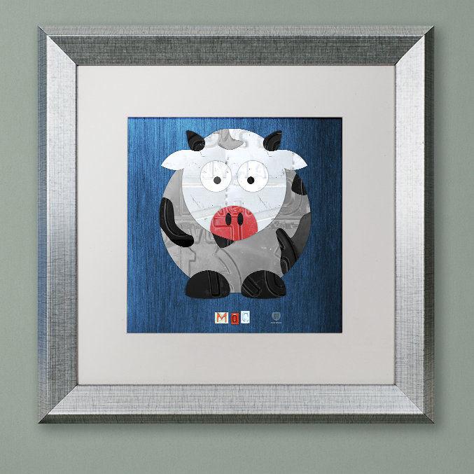 « moo the cow square », art encadré Steve, H 16 po x l 16 po x P 0,5 po