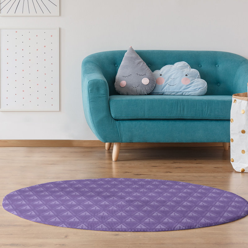 Chenille Geometric Indoor Rug, Round 5'