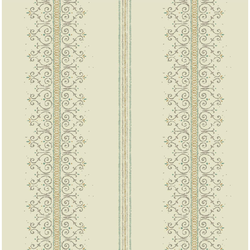 Leopold Wallpaper Roll, Cream/Taupe/Aqua