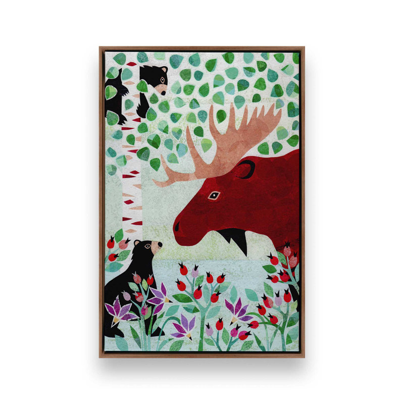 «Wilderness Collage I» par Kim Conway, reproduction d'art, Brun, Floater Framed Print without Mat Canvas, H 18 po x l 12 po