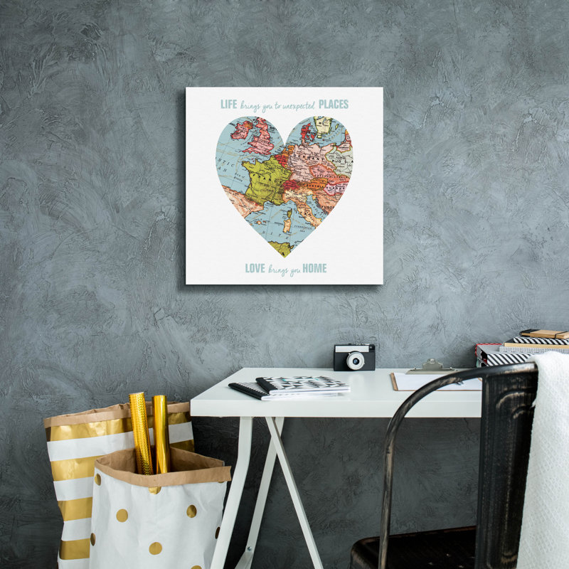  «Love Map» par Erin Clark, art mural sur toile, 18 po x 18 po, H 18 po x l 18 po x P 0,75 po