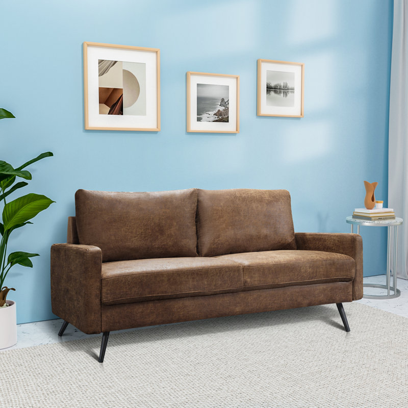 Cranford Square Arm Upholstered Sofa, Dark Brown Microfiber, 33'' H x 70'' W x 31'' D