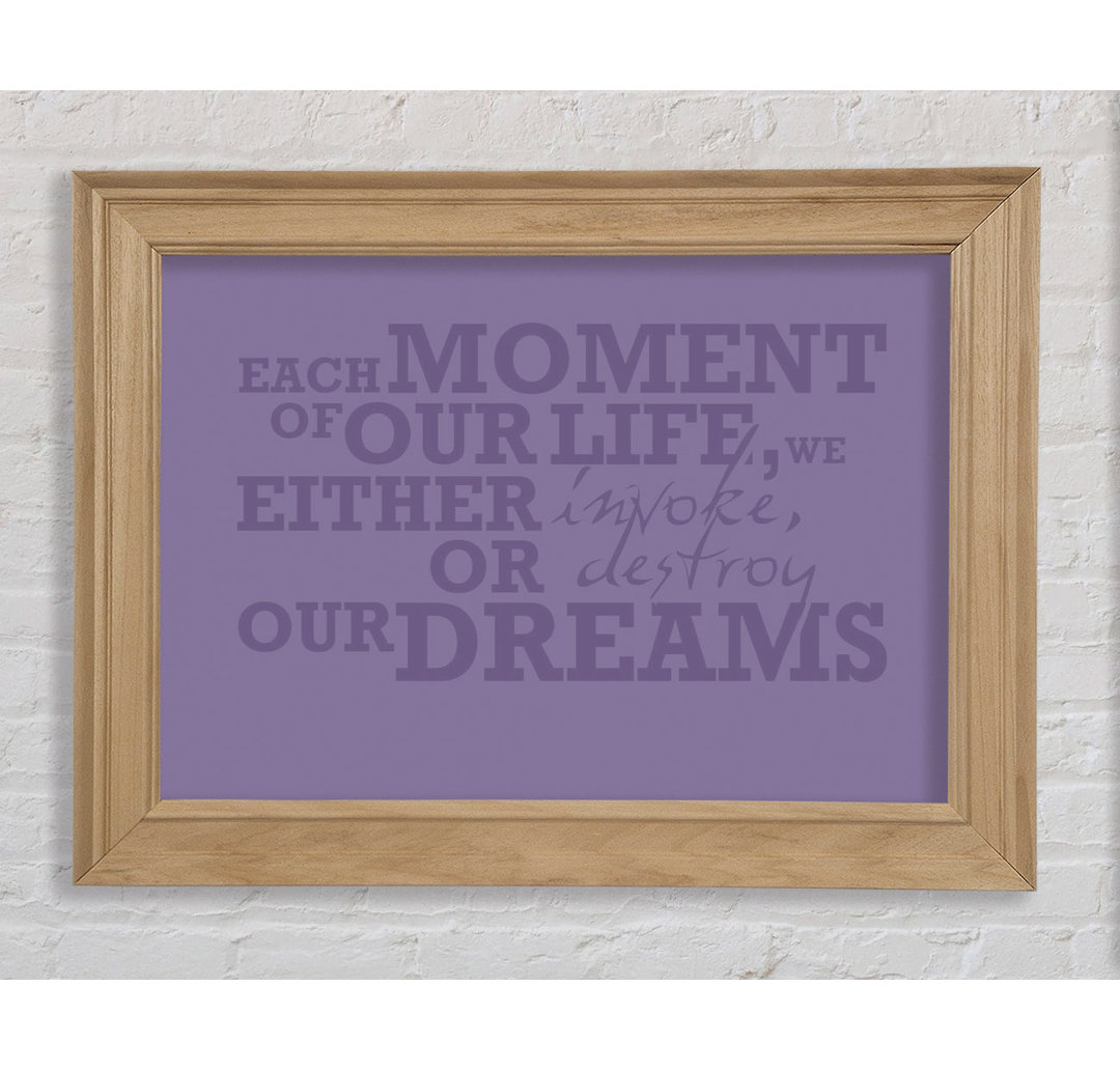 Bima Motivational Quote Each Moment Of Our Life Lilac Framed Print Wall Art