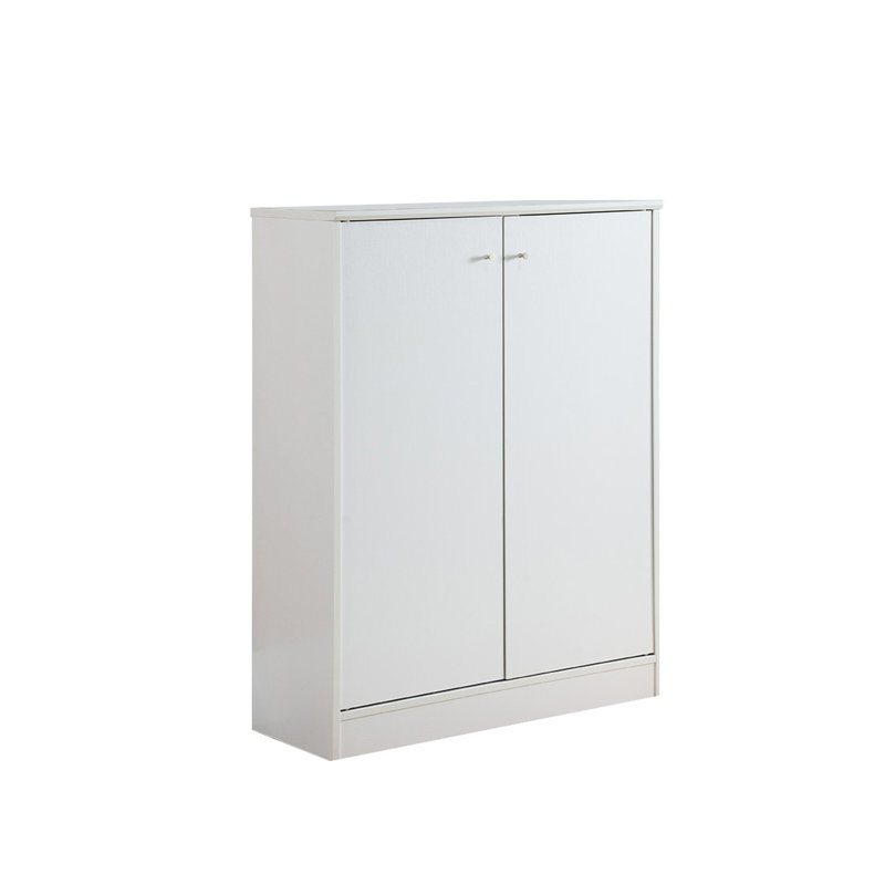 Armoire à chaussures / rangement à deux portes et cinq tablettes à deux portes en blanc