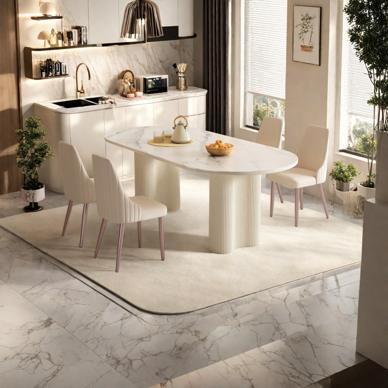Table de salle à manger Thick, H 29,5 po x L 55,1 po x l 27,5 po, Blanc