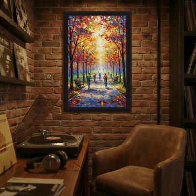 Landscape & Nature Autumn Trees Path Cyclists Bench Light