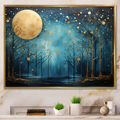 Azure Ascension Moonlight Forest - Moon Large Wall Art