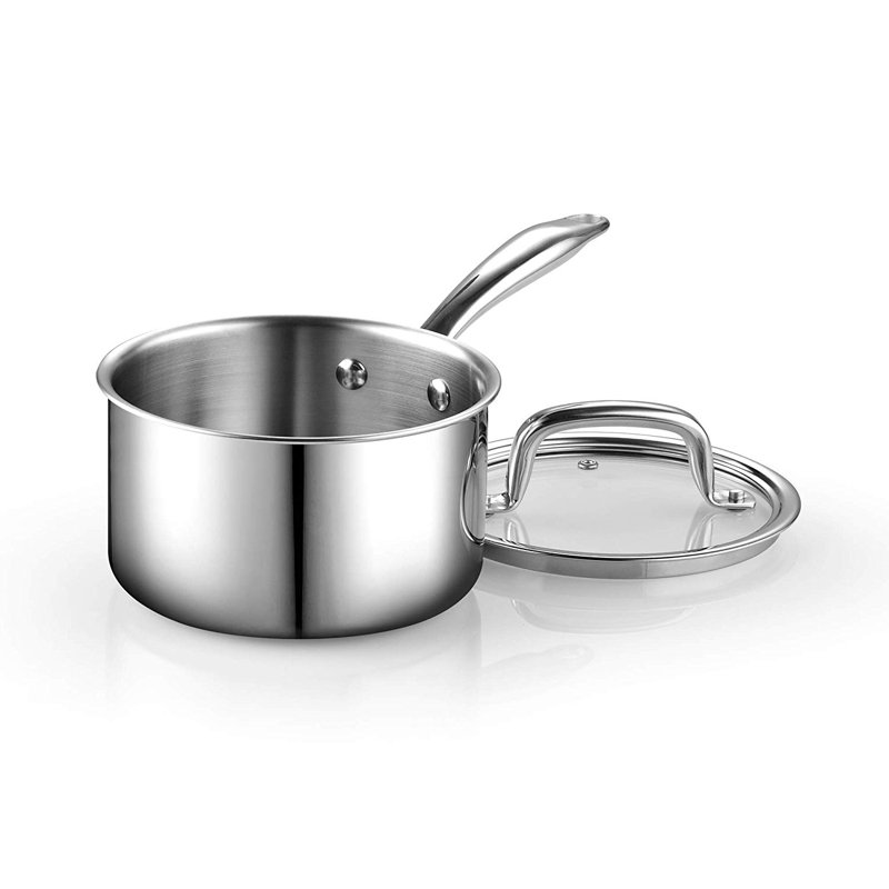 1.5 Quart Stainless Steel Saucepan with Glass Lid