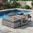 Weather Resistant Fade Proof All Weather Wicker Outdoor Patio Daybed With Adjustable Folding Panels And Detachable Storage Ottoman For Backyard Deck Poolside Relaxation Use