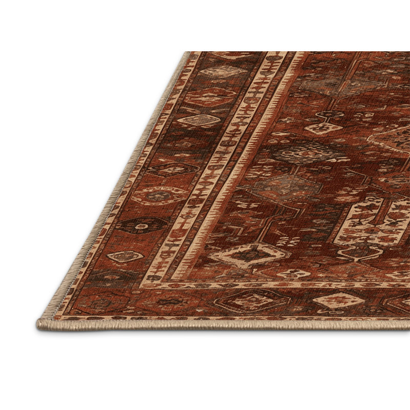 Tapis brun turc lavable à la machine, Carré 3 pi