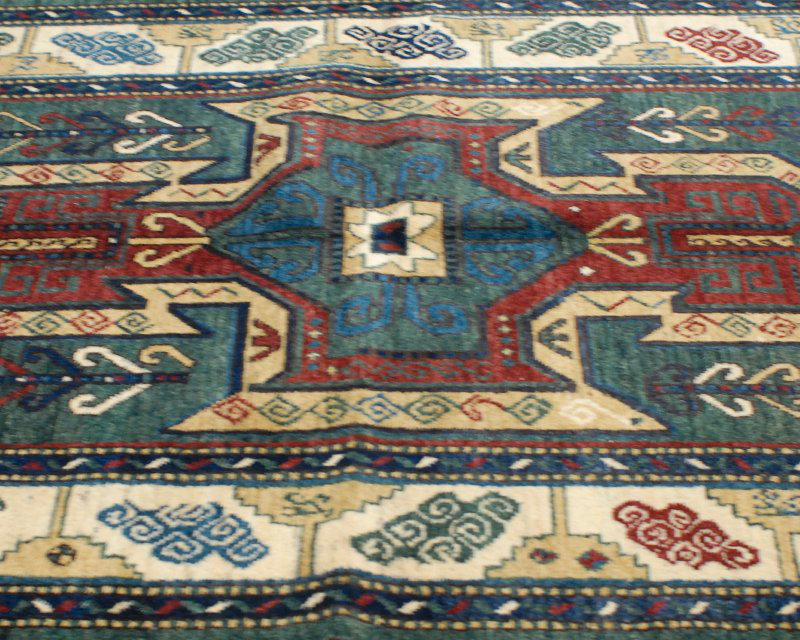 Sevan Wool Southwestern Area Rug in Beige/Green