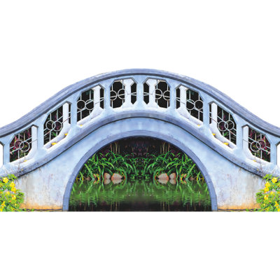 SP13311 Zen Garden Arch Bridge Bush Pond Water Prop Cardboard Cutout Standee Standup