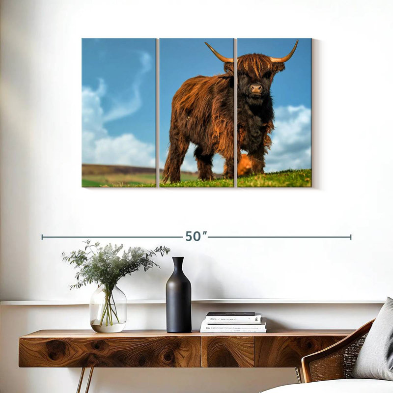 Brampt Dark Haired Highland Cow, 24" H x 38" W