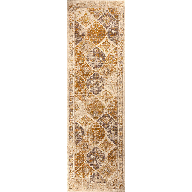 Tapis oriental brun clair, Tapis de couloir 2 pi 7 po x 9 pi