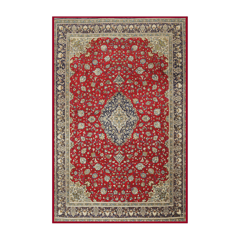 Tapis rouge/gris traditionnel Christelle, Rectangle 2 pi x 3 pi
