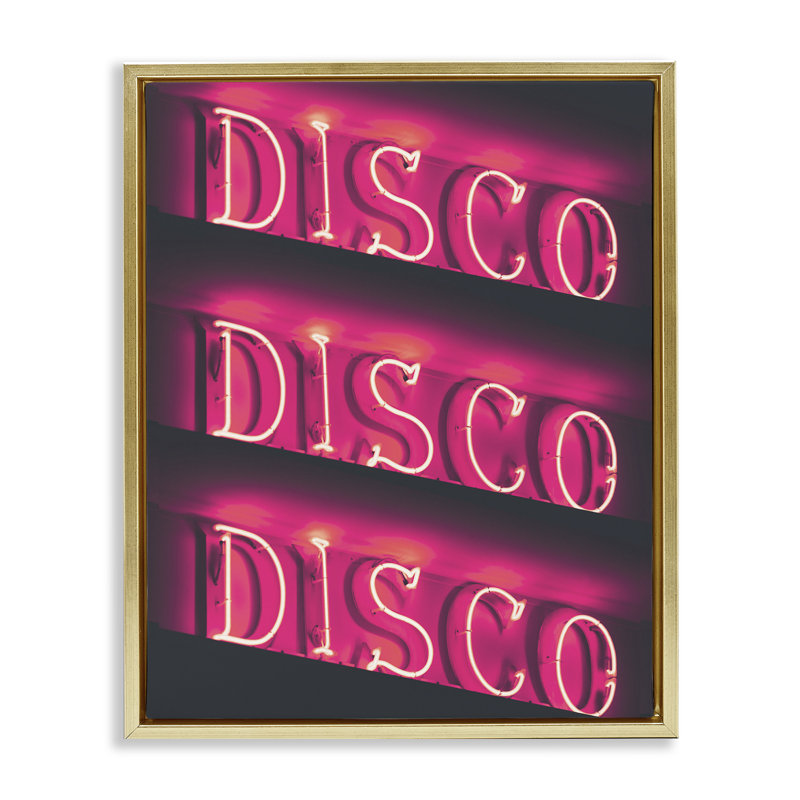«Pink Disco Neon» par Daphne Polselli, H 31 po x l 25 po, Cadre flottant métallique doré