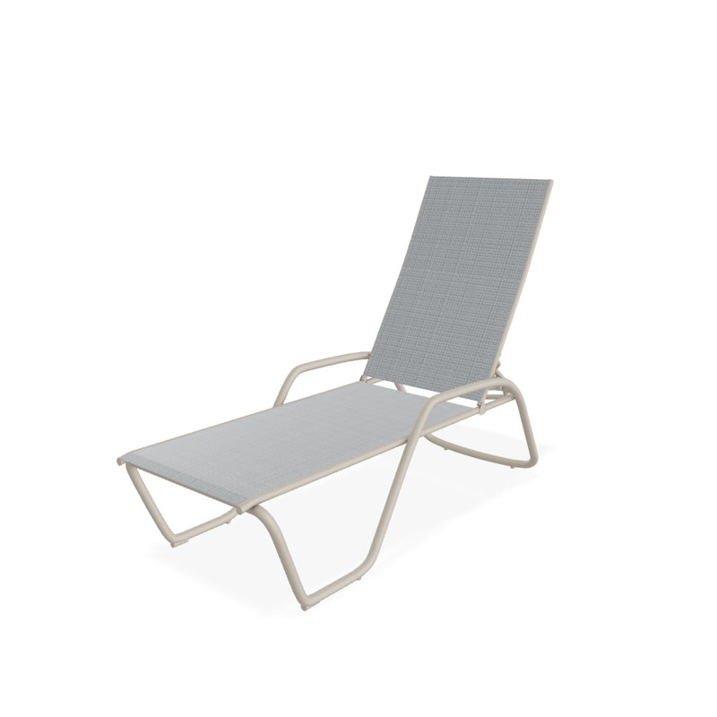 Outdoor Rust-Resistant Metal Chaise Lounge, Textured Desert, Boulder