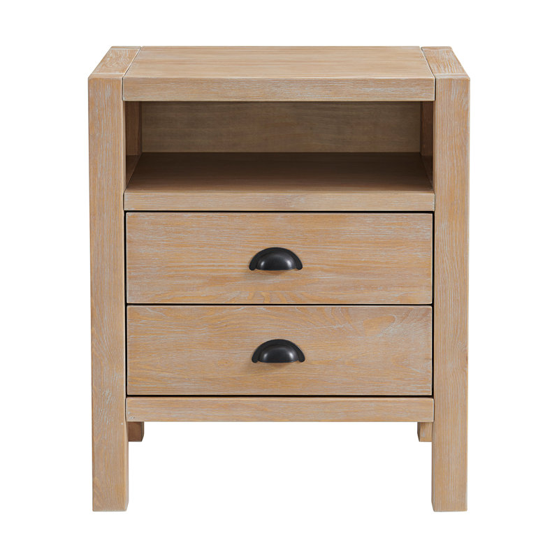 Arden 2-Drawer Solid Pine Nightstand, 25" H