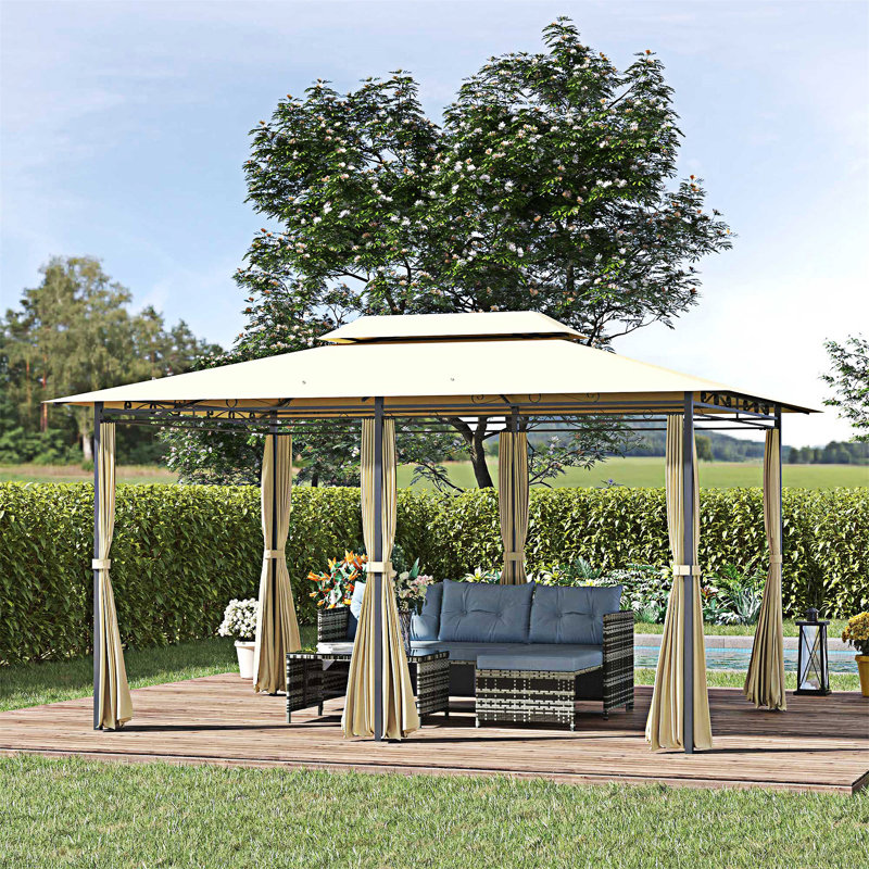 Abri de jardin extérieur avec auvent et rideaux