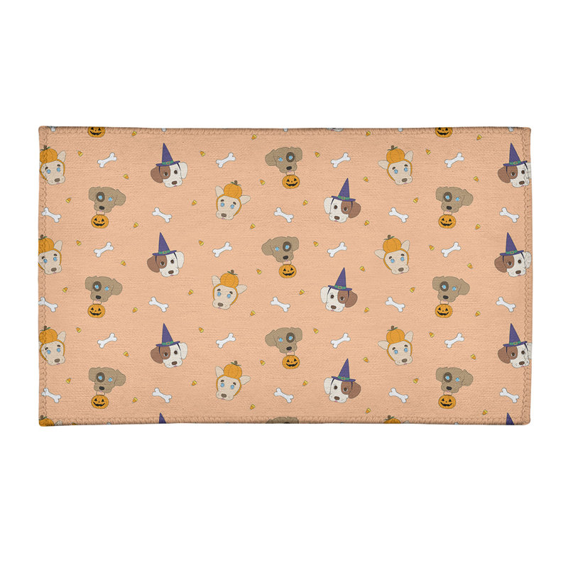 Tapis orange/bleu/brun zone fait main, Rectangle 2 pi x 3 pi