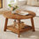 Table basse ronde en bois massif avec rangement